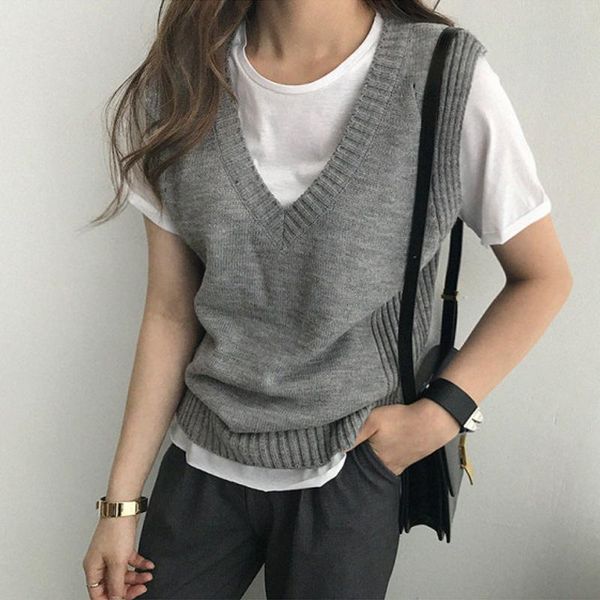 women's sweaters autumn winter v neck sleeveless sweater vest women oversized warm jumper knitted pollover pull, White;black
women's sweaters autumn winter v neck sleeveless sweater vest women oversized warm jumper knitted pollover pull, White;black