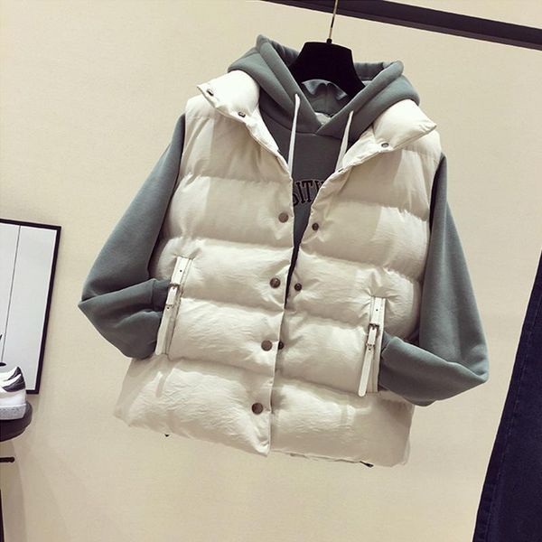 women's vests short fashion women waistcoat down cotton padded sleeveless female parkas stand collar 2021 autumn winter warm loose vest, Black;white
women's vests short fashion women waistcoat down cotton padded sleeveless female parkas stand collar 2021 autumn winter warm loose vest, Black;white