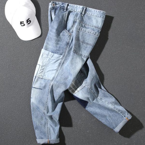 men's jeans handsome spring/summer thin color contrast patchwork patch cargo pants straight light all-matching japanese, Blue
men's jeans handsome spring/summer thin color contrast patchwork patch cargo pants straight light all-matching japanese, Blue