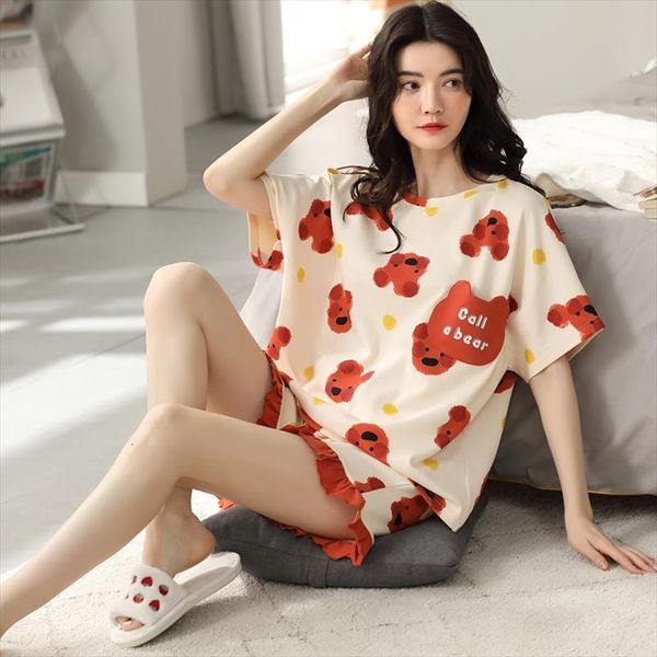 summer 100% cotton pajamas pajama women sleepwear set cute cartoon print sweet sets short sleeve shorts pijama homewear, Black;red
summer 100% cotton pajamas pajama women sleepwear set cute cartoon print sweet sets short sleeve shorts pijama homewear, Black;red