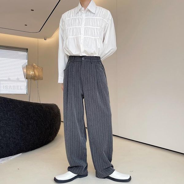 men's pants men simple design loose casual straight grey stripe wide leg man korean streetwear fashion vintage pant long trousers, Black
men's pants men simple design loose casual straight grey stripe wide leg man korean streetwear fashion vintage pant long trousers, Black