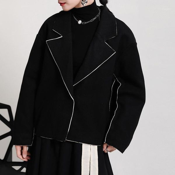 women's wool & blends irregular contrast short coat lapel tweed autumn and winter woman coats jackets korean women, Black
women's wool & blends irregular contrast short coat lapel tweed autumn and winter woman coats jackets korean women, Black