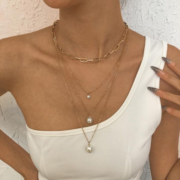 chains lalynnly simple design simulation pearl pendant necklace for women multi-layer thin chain necklaces female neck jewelry n8614, Silver
chains lalynnly simple design simulation pearl pendant necklace for women multi-layer thin chain necklaces female neck jewelry n8614, Silver