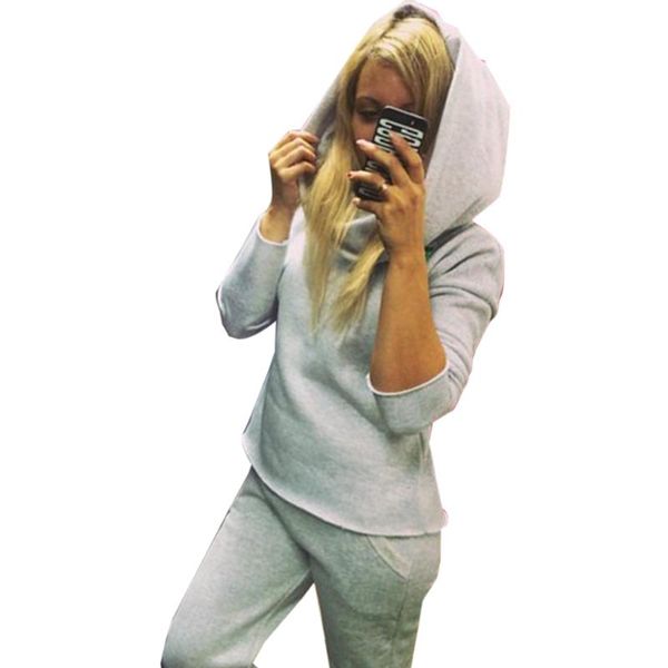 women set casual hooded long sleeve color hoodie + elastic waist pants ladies twinset two piece sets women's, White
women set casual hooded long sleeve color hoodie + elastic waist pants ladies twinset two piece sets women's, White