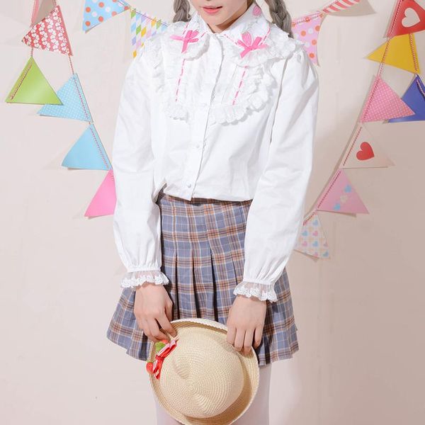 women's blouses & shirts autumn spring blouse long-sleeved white cute bow lace lolita japanese preppy girls' strawberry embroidery
women's blouses & shirts autumn spring blouse long-sleeved white cute bow lace lolita japanese preppy girls' strawberry embroidery