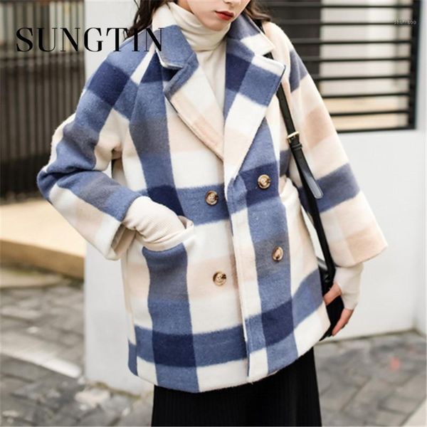 sungtin double breasted cashmere blends blue paid jacket and coat women winter 2021 button design pockets high quaility women's wool &, Black
sungtin double breasted cashmere blends blue paid jacket and coat women winter 2021 button design pockets high quaility women's wool &, Black