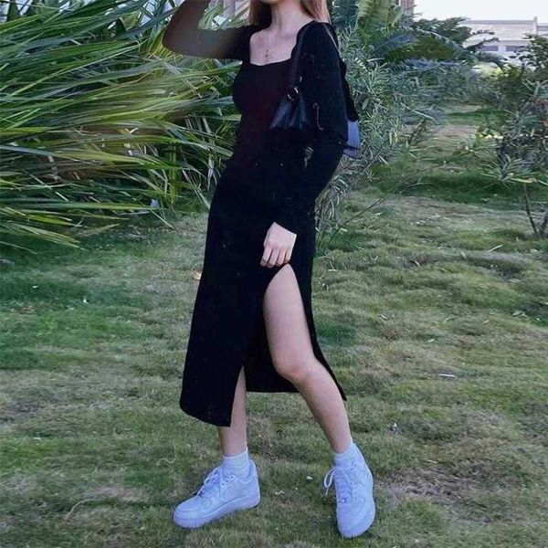figure spice girl tight split dress long skirt small black square collar, Black;gray
figure spice girl tight split dress long skirt small black square collar, Black;gray