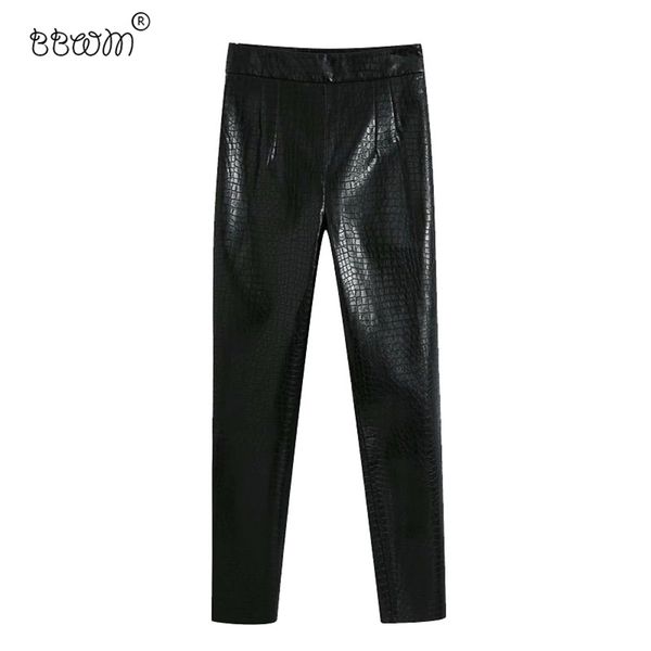 women chic fashion faux leather sheath pants vintage high waist side zipper ankle trousers pantalones mujer 210531, Black;white
women chic fashion faux leather sheath pants vintage high waist side zipper ankle trousers pantalones mujer 210531, Black;white