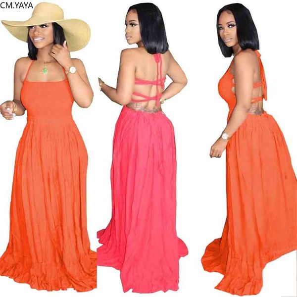 cm.yaya women summer solid halter open back pleated long dress beach streetwear bohemian party maxi dresses 210331, Black;gray
cm.yaya women summer solid halter open back pleated long dress beach streetwear bohemian party maxi dresses 210331, Black;gray