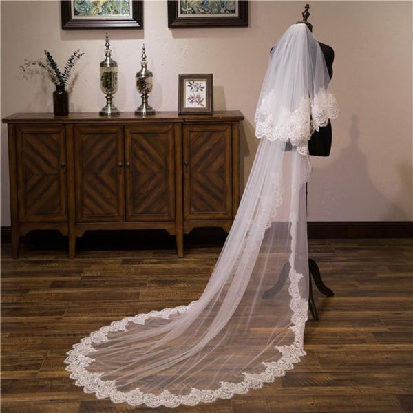 bridal veils long luxury one layer cathedral veil real s picture sequin lace 3.8m shiny metal hair comb, Black
bridal veils long luxury one layer cathedral veil real s picture sequin lace 3.8m shiny metal hair comb, Black