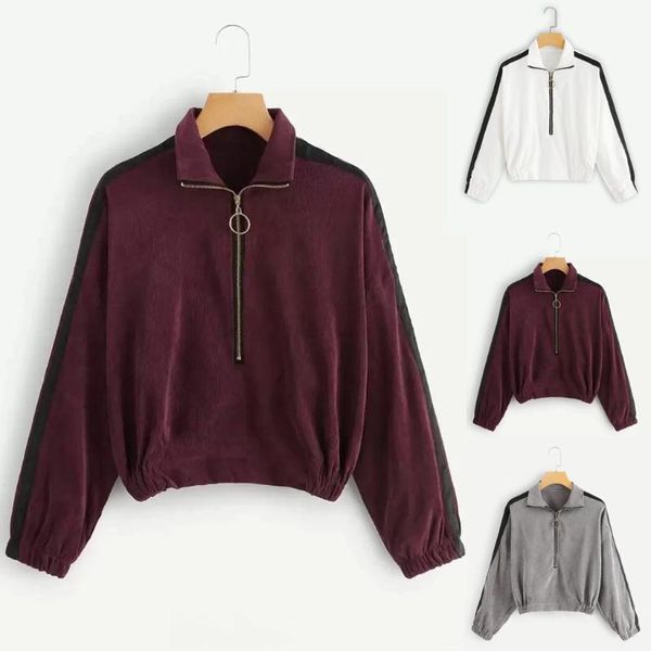 women's jackets basic women fashion autumn coat long sleeve zipper contrast tape side corduroy sweatshirt causal windbreaker, Black;brown
women's jackets basic women fashion autumn coat long sleeve zipper contrast tape side corduroy sweatshirt causal windbreaker, Black;brown