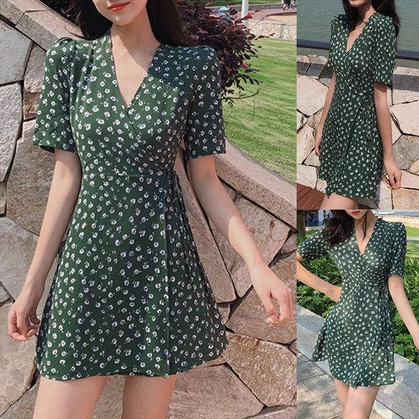 40 summer print floral womens dress v neck short sleeves chiffon bohemian dresses beach midi female wrap mini, Black;gray
40 summer print floral womens dress v neck short sleeves chiffon bohemian dresses beach midi female wrap mini, Black;gray