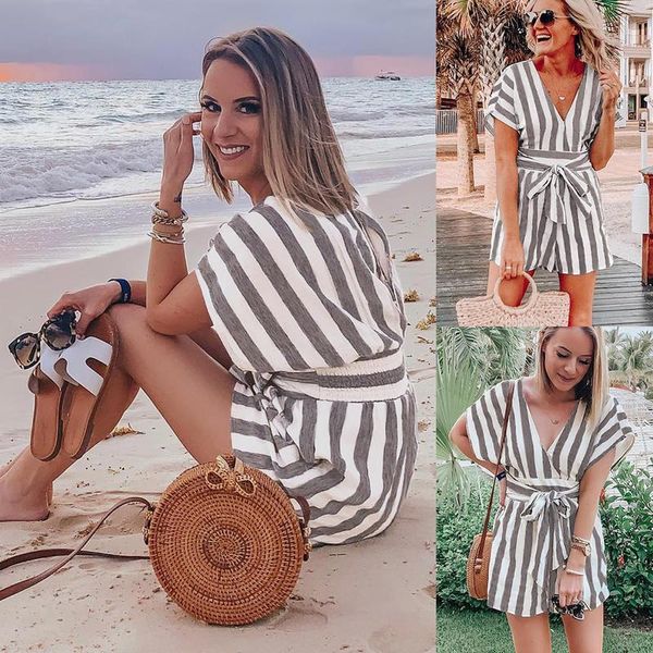 women's jumpsuits & rompers casual v-neck short-sleeve striped button shorts straight type jumpsuit with waistband, Black;white
women's jumpsuits & rompers casual v-neck short-sleeve striped button shorts straight type jumpsuit with waistband, Black;white