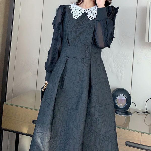 casual dresses 2021 autumn letter print stitching chiffon water soluble flower self-cultivation temperament elegant dress women's cloth, Black;gray
casual dresses 2021 autumn letter print stitching chiffon water soluble flower self-cultivation temperament elegant dress women's cloth, Black;gray