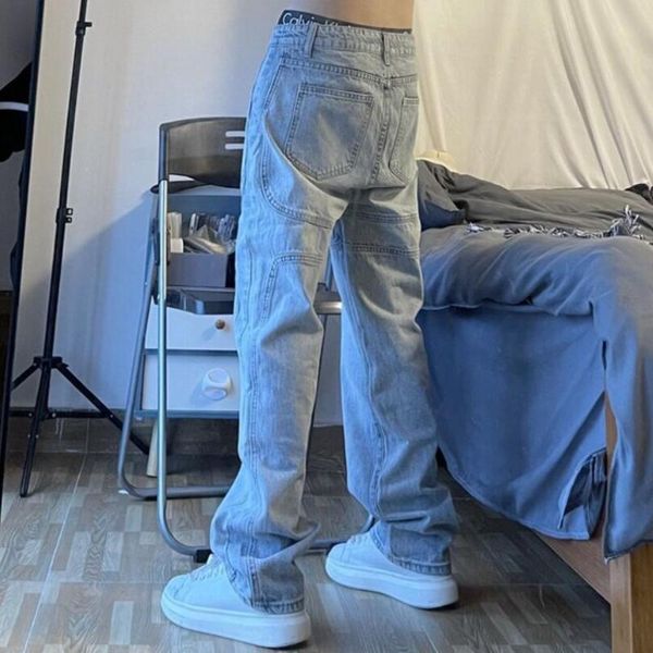 men's jeans men 2021 spring and autumn loose straight streetwear mens distressed denim pants man trousers w114, Blue
men's jeans men 2021 spring and autumn loose straight streetwear mens distressed denim pants man trousers w114, Blue