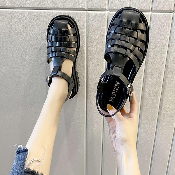sandals low woman leather low-heeled slides buckle strap pu rubber hoof heels fabric sli, Black
sandals low woman leather low-heeled slides buckle strap pu rubber hoof heels fabric sli, Black