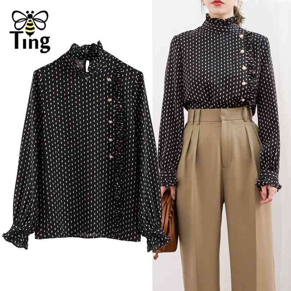 women spring autunm ruched stand collar dot print casual blouses button decor lady girl street blusas pullovers 210513, White
women spring autunm ruched stand collar dot print casual blouses button decor lady girl street blusas pullovers 210513, White