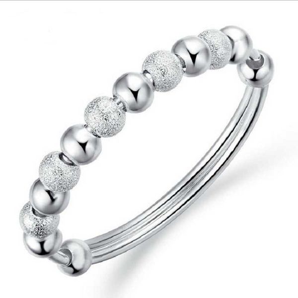 925 silver plated bangles with matte and shinny beads bracelets jewelry for women, Black
925 silver plated bangles with matte and shinny beads bracelets jewelry for women, Black