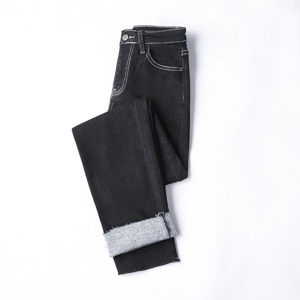 straight leg black gray solid color jeans women's winter high waisted thin fleece loose cute college style wide pants & capris, Black;white
straight leg black gray solid color jeans women's winter high waisted thin fleece loose cute college style wide pants & capris, Black;white