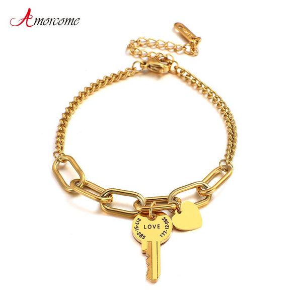 amorcome simple geometric cuban curb chain key love heart charm bracelets gold stainless steel adjustable bracelet for women link,, Black
amorcome simple geometric cuban curb chain key love heart charm bracelets gold stainless steel adjustable bracelet for women link,, Black