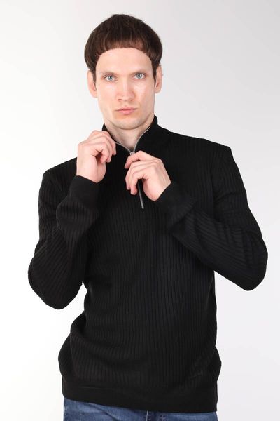 men's sweaters zipper ribbed black male knitwear sweater, White;black