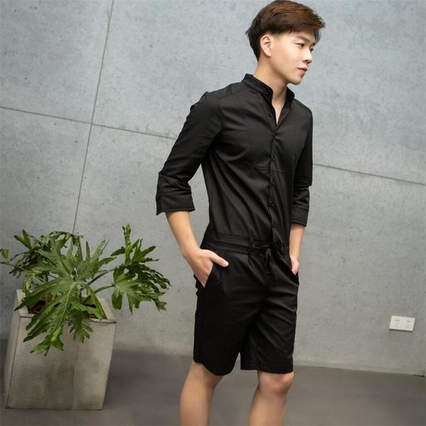 men's shorts spring and summer tide seven-point sleeves fashion casual one-piece overalls jumpsuit hair stylist slim suit, White;black
men's shorts spring and summer tide seven-point sleeves fashion casual one-piece overalls jumpsuit hair stylist slim suit, White;black