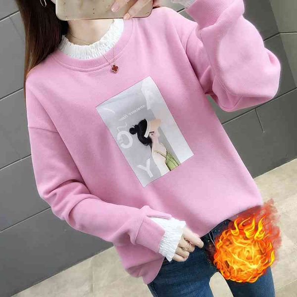 6516# plush thickened sweater women's 2020 new fungus edge half high neck loose top, Black
6516# plush thickened sweater women's 2020 new fungus edge half high neck loose top, Black