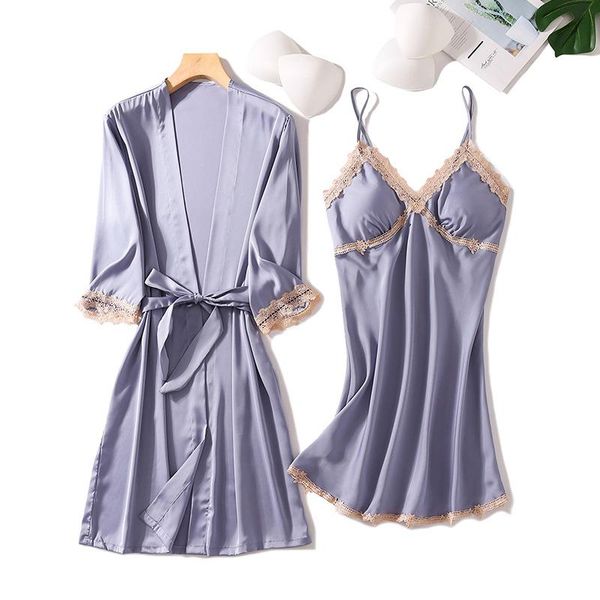 women's sleepwear gray 2pcs kimono robe gown sleep suit lady satin bridal bathrobe set intimate lingerie casual lace nightwear, Black;red
women's sleepwear gray 2pcs kimono robe gown sleep suit lady satin bridal bathrobe set intimate lingerie casual lace nightwear, Black;red
