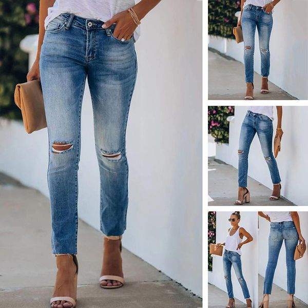 women's jeans 2021 autumn style small feet pants slim stretch nine-point women eight-point high waist fit, Blue
women's jeans 2021 autumn style small feet pants slim stretch nine-point women eight-point high waist fit, Blue