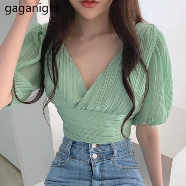 women's blouses & shirts gaganight chiffon women solid slim blouse puff short sleeve v neck chic korean lady shirt fashion summer blusa, White
women's blouses & shirts gaganight chiffon women solid slim blouse puff short sleeve v neck chic korean lady shirt fashion summer blusa, White