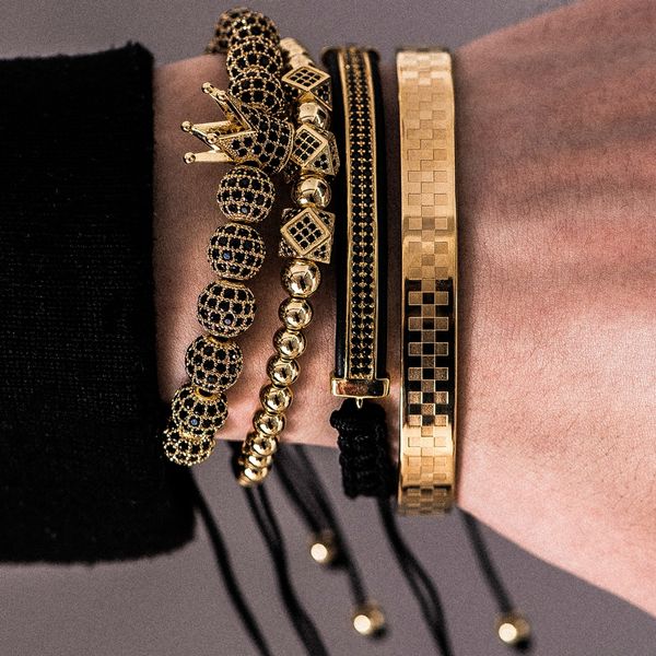 luxury gold braided adjustable bracelet men male beads crown bla cz zircon charm stainless steel bracelet men jewelrybracelets, Golden;silver
luxury gold braided adjustable bracelet men male beads crown bla cz zircon charm stainless steel bracelet men jewelrybracelets, Golden;silver