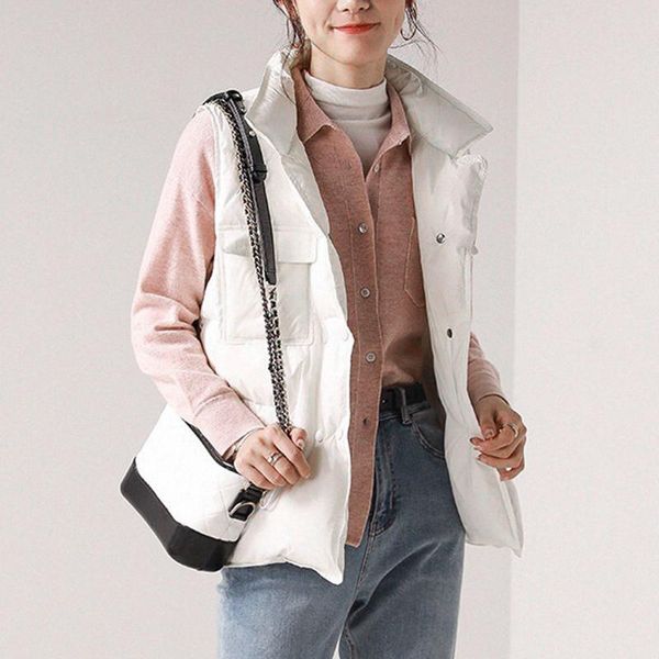 women's vests 2021 women winter warm sleeveless vest coats plus size down cotton padded jacket female veats mandarin collar waistcoat, Black;white
women's vests 2021 women winter warm sleeveless vest coats plus size down cotton padded jacket female veats mandarin collar waistcoat, Black;white