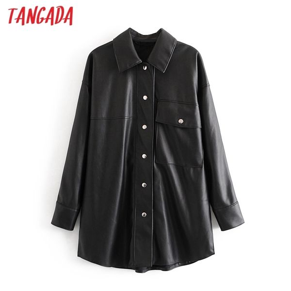 women black faux leather jacket coat turn down collar ladies long sleeve loose oversize boy friend qn56 210416, Black;brown
women black faux leather jacket coat turn down collar ladies long sleeve loose oversize boy friend qn56 210416, Black;brown