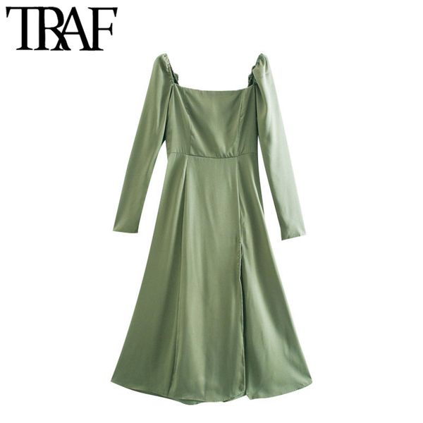 traf women elegant fashion with square collar front slit midi dress vintage back elastic zipper female dresses mujer 210415, Black;gray
traf women elegant fashion with square collar front slit midi dress vintage back elastic zipper female dresses mujer 210415, Black;gray