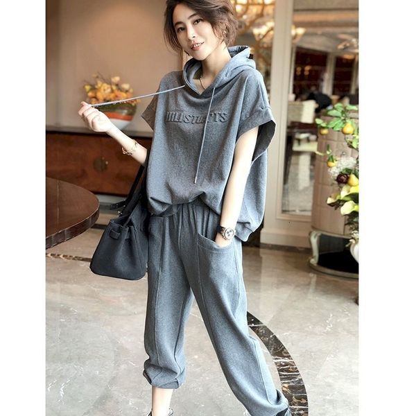 women's t-shirt suits oversized hooded t-shirt casual sports short sleeve tshirt elastic trousers two piece sets spring summer tyn, White
women's t-shirt suits oversized hooded t-shirt casual sports short sleeve tshirt elastic trousers two piece sets spring summer tyn, White