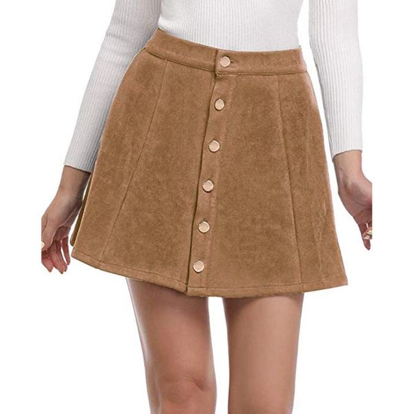 skirts feitong women mini skirt solid vintage suedette button high waist plain short ladies skirt#w30, Black
skirts feitong women mini skirt solid vintage suedette button high waist plain short ladies skirt#w30, Black
