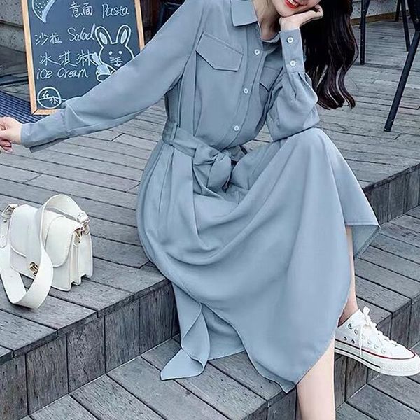 casual dresses blue summer vintage solid dress for women turn-down collar long sleeve plus size robe mi longue femme cyber y2k, Black;gray
casual dresses blue summer vintage solid dress for women turn-down collar long sleeve plus size robe mi longue femme cyber y2k, Black;gray
