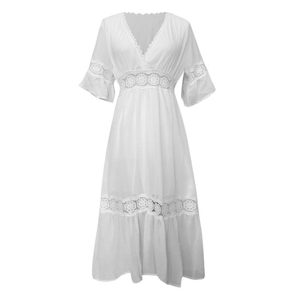 maternity dresses casual women's lace v-neck solid color print maxi dress plus size short sleeve wedding clothes for pregnant women, White
maternity dresses casual women's lace v-neck solid color print maxi dress plus size short sleeve wedding clothes for pregnant women, White