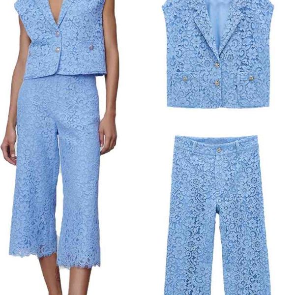 za spring women's all-match lace short waistcoat vest + seven-point wide tube high-waist cropped trousers suit 210915, Black;white
za spring women's all-match lace short waistcoat vest + seven-point wide tube high-waist cropped trousers suit 210915, Black;white