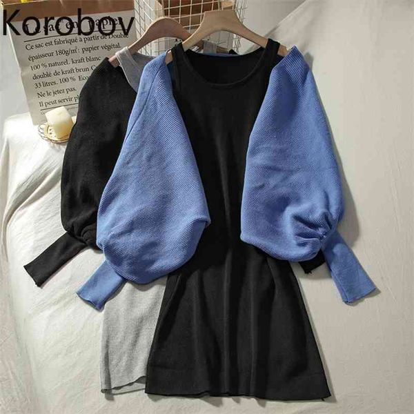 korobov women 2 pieces sets korean solid knit dress and knitwear cardigans batwing sleeve sweaters female suits 210430, White
korobov women 2 pieces sets korean solid knit dress and knitwear cardigans batwing sleeve sweaters female suits 210430, White