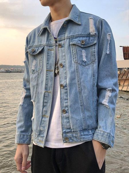 men's jackets 2021 autumn ripped denim jacket youth handsome loose lapel & coats, Black;brown
men's jackets 2021 autumn ripped denim jacket youth handsome loose lapel & coats, Black;brown