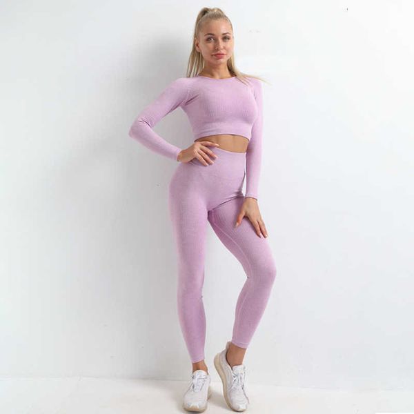 tracksuits suit long sleeve seamless knitting hip lifting elastic fitness yoga pants in autumn and winter, Gray
tracksuits suit long sleeve seamless knitting hip lifting elastic fitness yoga pants in autumn and winter, Gray