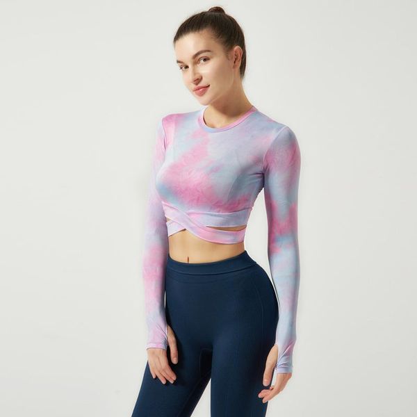 yoga outfit tie dyeing women crop with long sleeves sports t-shirt for fitness cross belt cuff finger female gym workout blouse
yoga outfit tie dyeing women crop with long sleeves sports t-shirt for fitness cross belt cuff finger female gym workout blouse