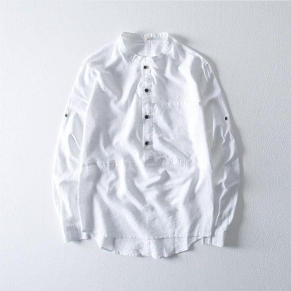 men's casual shirts 2021 autumn linen stitching long-sleeved shirt men stand collar japanese simple solid color cotton cm005, White;black
men's casual shirts 2021 autumn linen stitching long-sleeved shirt men stand collar japanese simple solid color cotton cm005, White;black