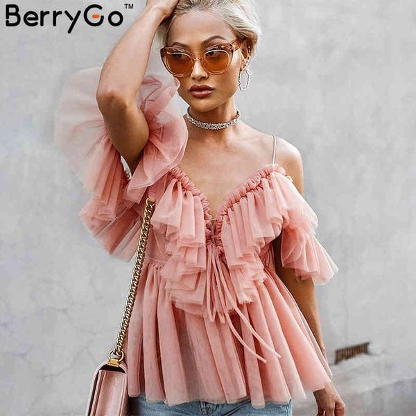 berrygo women blouse vintage ruffle summer s shirt off shoulder peplum female mesh backless blusas 210513, White
berrygo women blouse vintage ruffle summer s shirt off shoulder peplum female mesh backless blusas 210513, White
