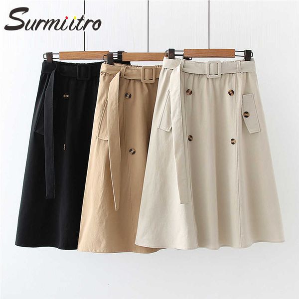 surmiitro spring summer skirt women korean style button sun school knee length high waist midi skirt female with belt 210712, Black
surmiitro spring summer skirt women korean style button sun school knee length high waist midi skirt female with belt 210712, Black