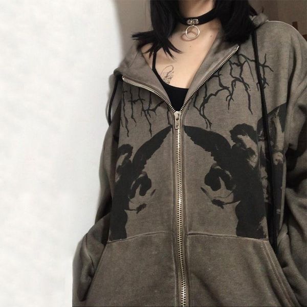 women's hoodies & sweatshirts vintage angel print oversized goth female zip long sleeve women sweatshirt y2k aesthetic autumn winter gr, Black
women's hoodies & sweatshirts vintage angel print oversized goth female zip long sleeve women sweatshirt y2k aesthetic autumn winter gr, Black