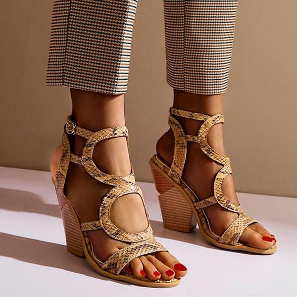 women sandals snake print high heel shoes thick bottom buckle hollow ladies party open-toed large size, Black
women sandals snake print high heel shoes thick bottom buckle hollow ladies party open-toed large size, Black