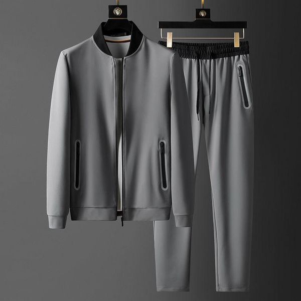men's tracksuits grey stand collar mens sets 2 pieces luxury autumn zipper casual sport male fashion elastic waist slim fit man pants, Gray
men's tracksuits grey stand collar mens sets 2 pieces luxury autumn zipper casual sport male fashion elastic waist slim fit man pants, Gray