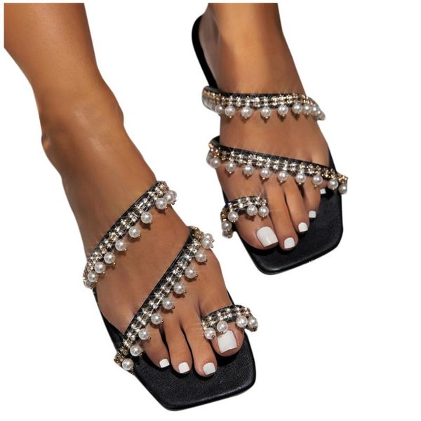 slippers 2021 summer women fashion casual flat retro crystal beaded square head beach shoes sandals, Black
slippers 2021 summer women fashion casual flat retro crystal beaded square head beach shoes sandals, Black